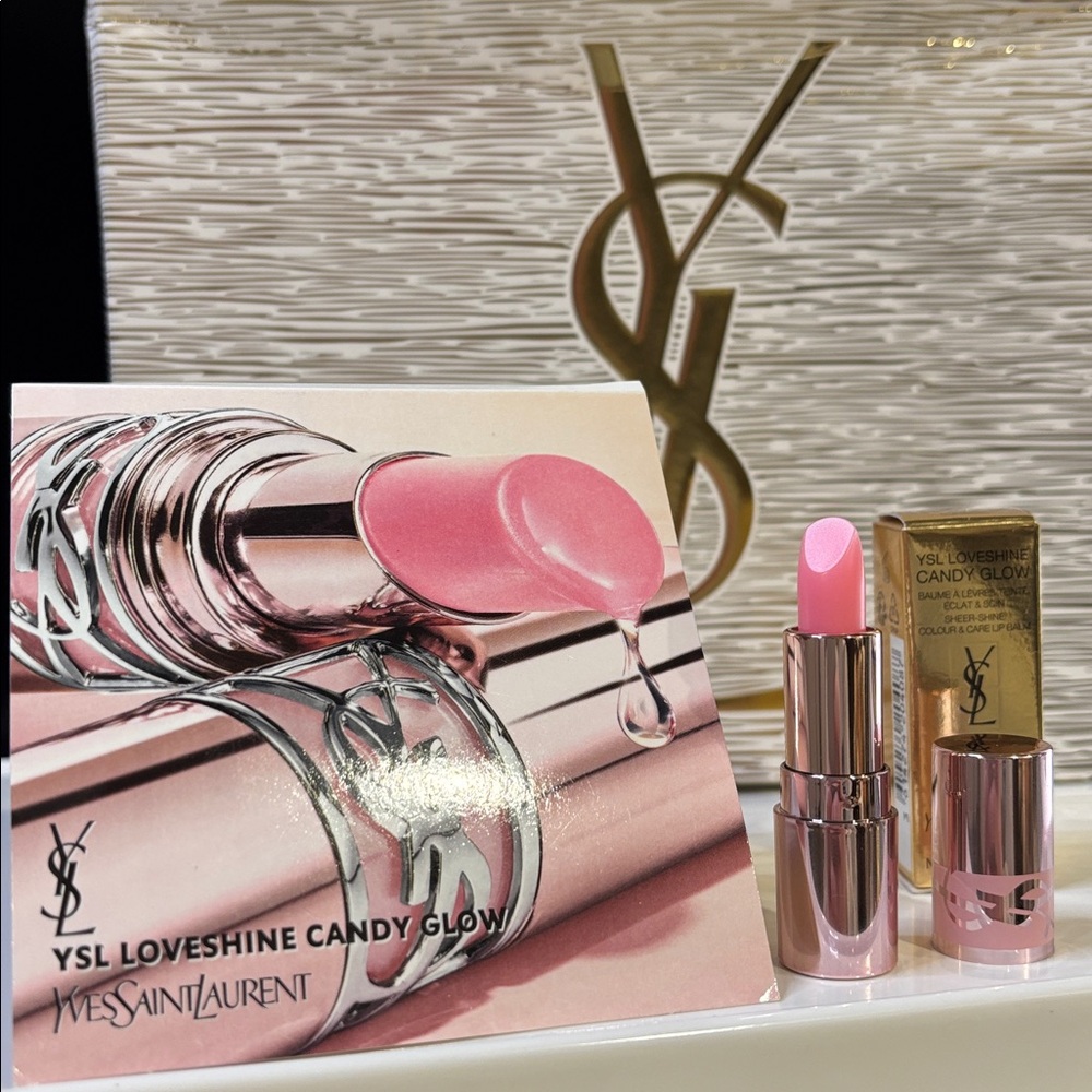 Yves Saint Laurent Loveshine Candy Glow Lip Balm-1 B Pink Sunrise & sample card